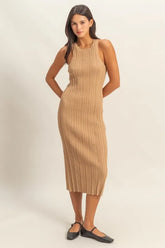 HYFVE Round Neck Bodycon Ribbed Knit Dress OutfitFlow
